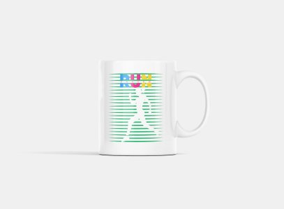 Run Text In Colourfull - Printed Coffee Mugs For Sports Lovers