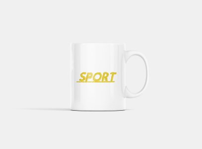 Sport Text In Yellow - Printed Coffee Mugs For Sports Lovers