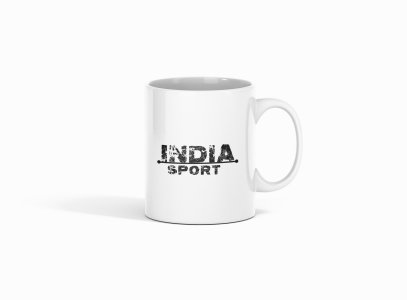 INDIA Sports Text In Black - Printed Coffee Mugs For Sports Lovers