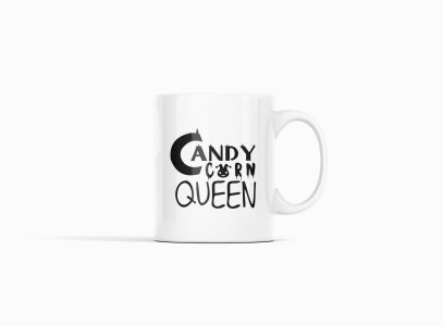 Candy Corn Queen Black Text -Halloween Themed Printed Coffee Mugs