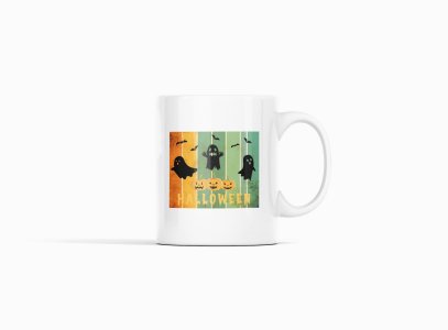 Halloween Text With Colourfull Background -Halloween Themed Printed Coffee Mugs