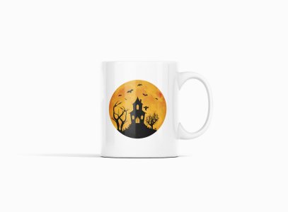 Hunted House With Scary Trees -Halloween Themed Printed Coffee Mugs