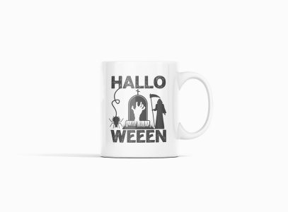 Halloween text -Grim Repear -Halloween Themed Printed Coffee Mugs