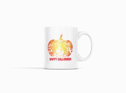 Happy Halloween-Hunted House Inside The Pumpkin -Halloween Themed Printed Coffee Mugs