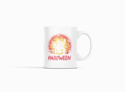 Halloween Red Text-White Ghost -Halloween Themed Printed Coffee Mugs