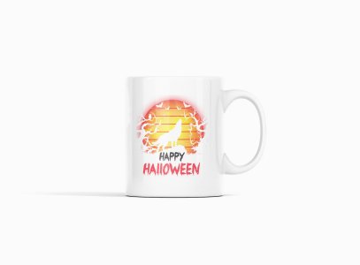 Happy Halloween-Howling Fox -Halloween Themed Printed Coffee Mugs
