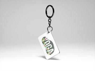 Yoga White Text - Printed Acrylic Keychains(Pack Of 2)