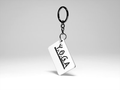 Yoga Text In Black - Printed Acrylic Keychains(Pack Of 2)