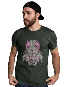 The Power Of Karma Green Round Neck Cotton Half Sleeved T-Shirt with Printed Graphics