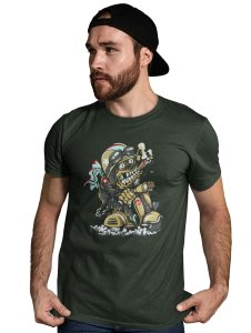 Demon- The Rider Graphic Printed Green Cotton Round Neck Half Sleeves Tshirt