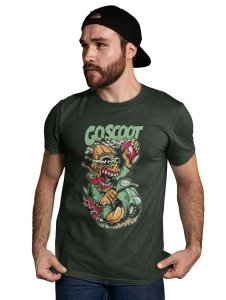 Coscoot Green Round Neck Cotton Half Sleeved T-Shirt with Printed Graphics
