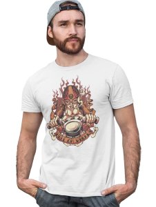 Hell On Wheels White Round Neck Cotton Half Sleeved T-Shirt with Printed Graphics