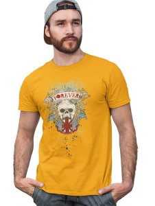 Forever Yellow Round Neck Cotton Half Sleeved T-Shirt with Printed Graphics