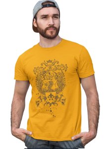 The Royal Eagle Yellow Round Neck Cotton Half Sleeved T-Shirt with Printed Graphics