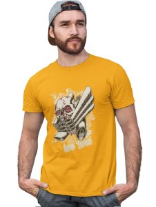 The Deathheads Yellow Round Neck Cotton Half Sleeved T-Shirt with Printed Graphics