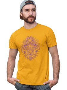 Outlams - Round Neck Tshirt Yellow Round Neck Cotton Half Sleeved T-Shirt with Printed Graphics