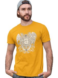The Evil Angel Yellow Round Neck Cotton Half Sleeved T-Shirt with Printed Graphics