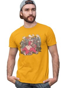 The Wrecker Yellow Round Neck Cotton Half Sleeved T-Shirt with Printed Graphics