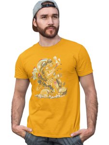 Demon- The Rider Graphic Printed Yellow Cotton Round Neck Half Sleeves Tshirt