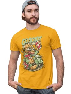 Coscoot Yellow Round Neck Cotton Half Sleeved T-Shirt with Printed Graphics