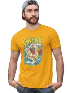 Shark Attack Yellow Round Neck Cotton Half Sleeved T-Shirt with Printed Graphics