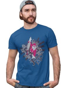 The Royal Eagle Blue Round Neck Cotton Half Sleeved T-Shirt with Printed Graphics