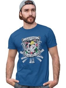 The Creepy Clown Blue Round Neck Cotton Half Sleeved T-Shirt with Printed Graphics
