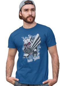 The Strange Craniums Blue Round Neck Cotton Half Sleeved T-Shirt with Printed Graphics