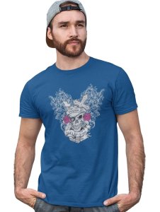 The Knight Blue Round Neck Cotton Half Sleeved T-Shirt with Printed Graphics