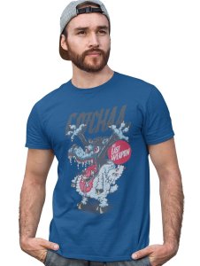 Guilty Parties Blue Round Neck Cotton Half Sleeved T-Shirt with Printed Graphics
