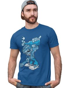 Demon- The Gamer Blue Round Neck Cotton Half Sleeved T-Shirt with Printed Graphics