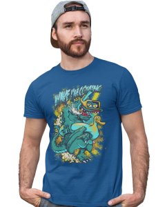 Demon- The Rider Graphic Printed Blue Cotton Round Neck Half Sleeves Tshirt
