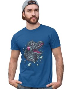 The Monster Bowling Blue Round Neck Cotton Half Sleeved T-Shirt with Printed Graphics