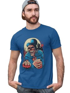 The Meat Packer Blue Round Neck Cotton Half Sleeved T-Shirt with Printed Graphics