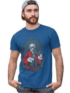 Cards Or Dices? Blue Round Neck Cotton Half Sleeved T-Shirt with Printed Graphics
