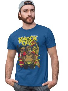 High Jump Kangaroo Blue Round Neck Cotton Half Sleeved T-Shirt with Printed Graphics