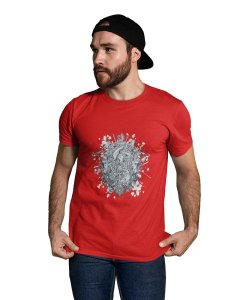 The Deathheads Red Round Neck Cotton Half Sleeved T-Shirt with Printed Graphics