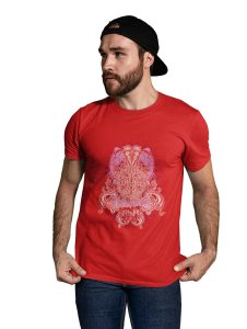 The Power Of Karma Red Round Neck Cotton Half Sleeved T-Shirt with Printed Graphics