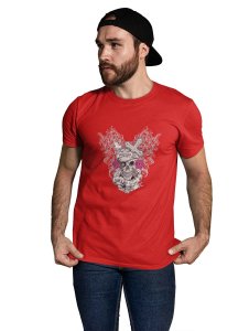 The Knight Red Round Neck Cotton Half Sleeved T-Shirt with Printed Graphics