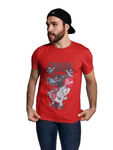 The Last Weapon Red Round Neck Cotton Half Sleeved T-Shirt with Printed Graphics