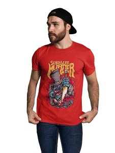 Schedule Murderer Red Round Neck Cotton Half Sleeved T-Shirt with Printed Graphics