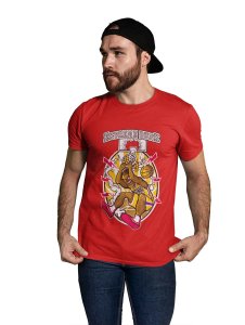 The Dunk Red Round Neck Cotton Half Sleeved T-Shirt with Printed Graphics