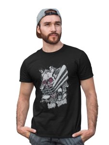The Deathheads Black Round Neck Cotton Half Sleeved T-Shirt with Printed Graphics