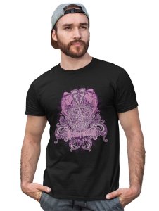 The Power Of Karma Black Round Neck Cotton Half Sleeved T-Shirt with Printed Graphics