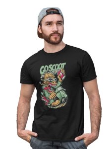 Coscoot Black Round Neck Cotton Half Sleeved T-Shirt with Printed Graphics
