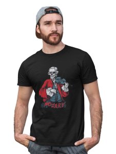 Mozart- The Composer Black Round Neck Cotton Half Sleeved T-Shirt with Printed Graphics