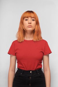 Female red colour solid tee