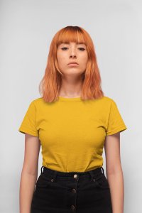 Female yellow colour solid tee