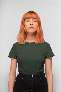 Female green colour solid tee