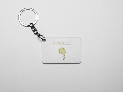 Awaazz Niche- acryllic printed white keychains/ keyrings for bollywood lover people(Pack Of 2)